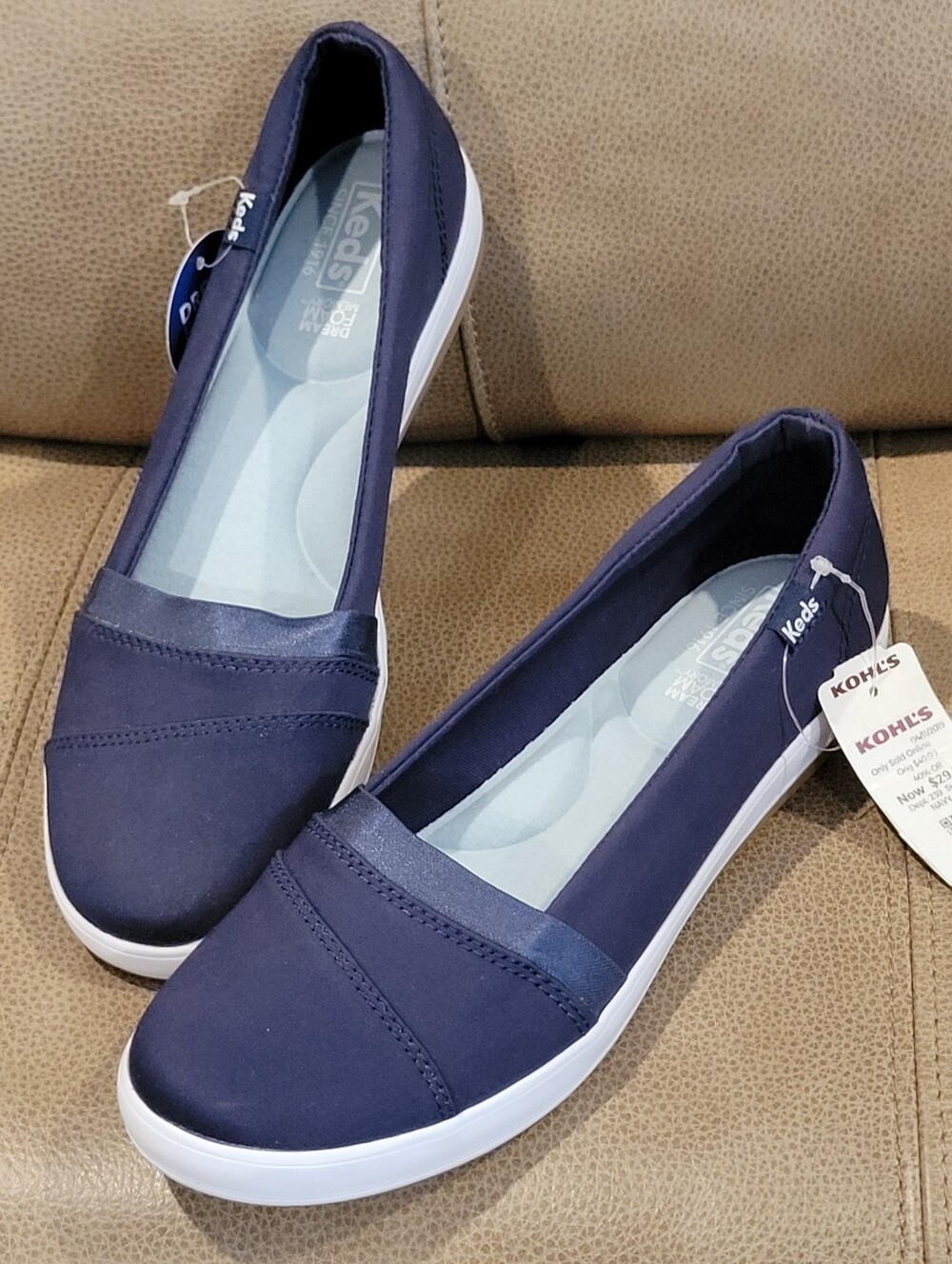 NWT Keds Women's Cali II Canvas Slip-On Sneakers, Navy Blue, Size 8 (Fit 7-7.5)